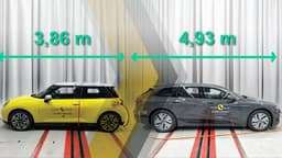 Mini Cooper E und Audi A6 Avant e-tron nebeneinander (mit Längenangaben) Mini Cooper E und Audi A6 Avant e-tron nebeneinander (mit Längenangaben)