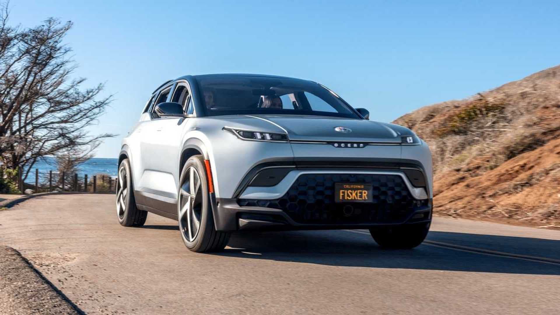 2023 Fisker Ocean exterior driving front view 2023 Fisker Ocean exterior driving front view