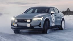 Polestar 2 Arctic Circle one-off concept front view drifting on ice Polestar 2 Arctic Circle one-off concept front view drifting on ice