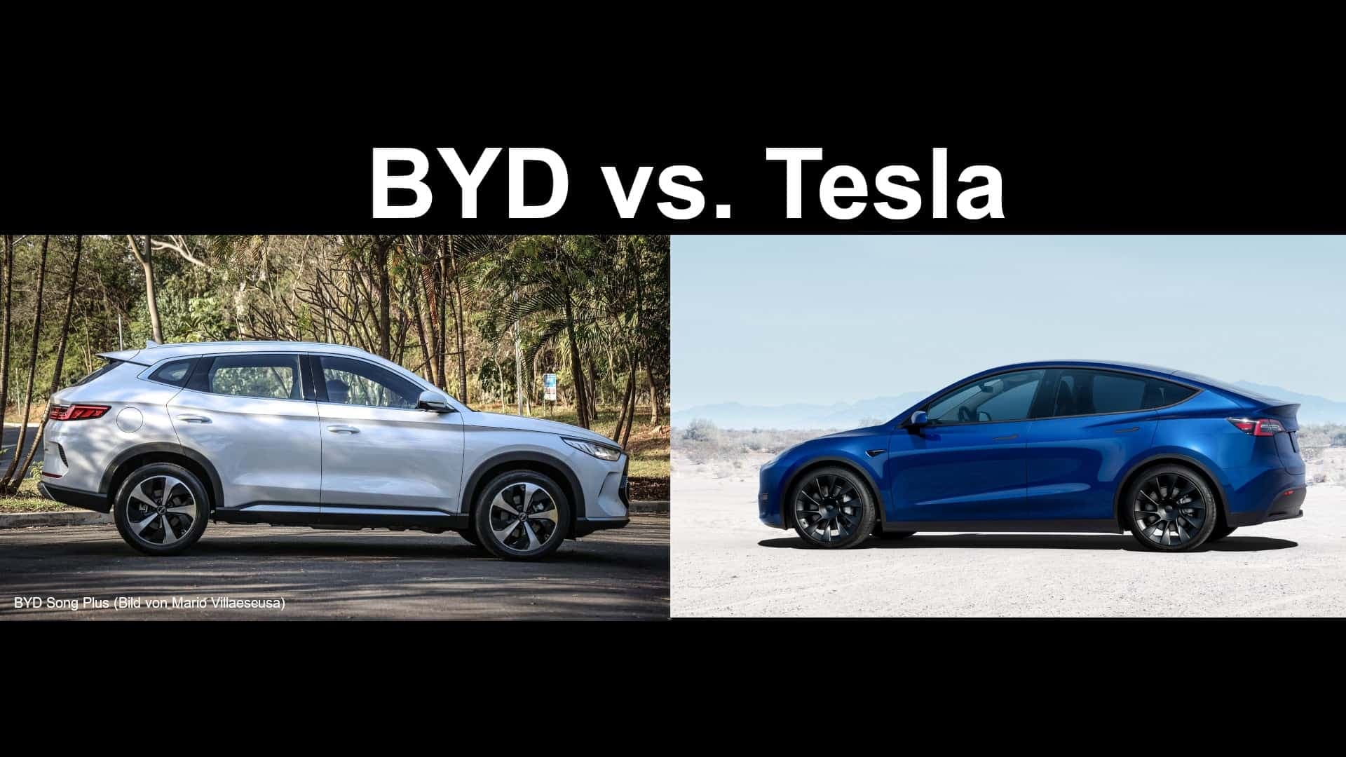Collage BYD Song Plus und Tesla Model Y Collage BYD Song Plus und Tesla Model Y