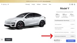 Tesla Model Y Performance im deutschen Konfigurator Tesla Model Y Performance im deutschen Konfigurator