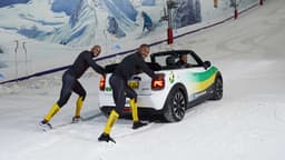 Jamaican Bobsleigh team takes to the slopes in Mini Convertible Jamaican Bobsleigh team takes to the slopes in Mini Convertible
