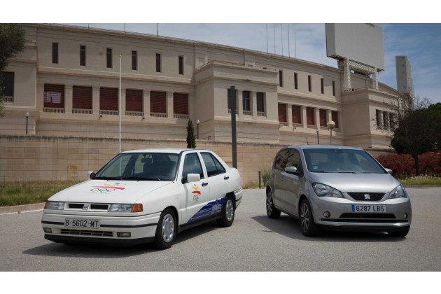 Seat Elektroautos auf dem Olympiaberg in Barcelona