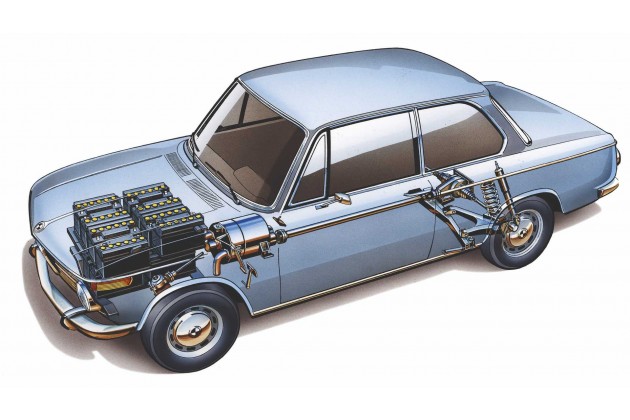 Bmw 1602 mit Elektromotor bei der Olympiade 1972